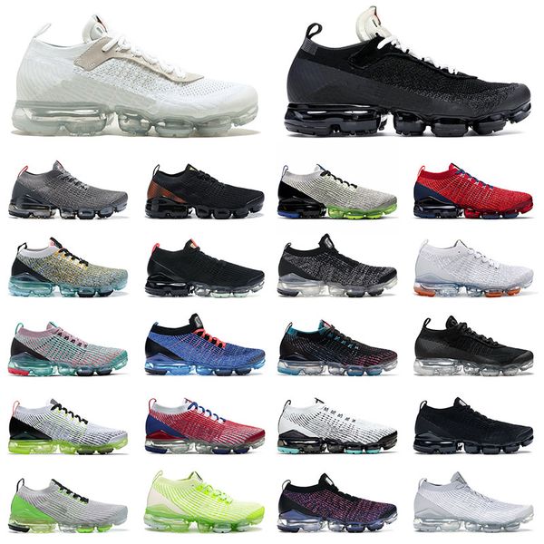 vapourmax fly knit 3 white off running shoes mens womens south beach all black grey green pink red air max airmax men women sports s